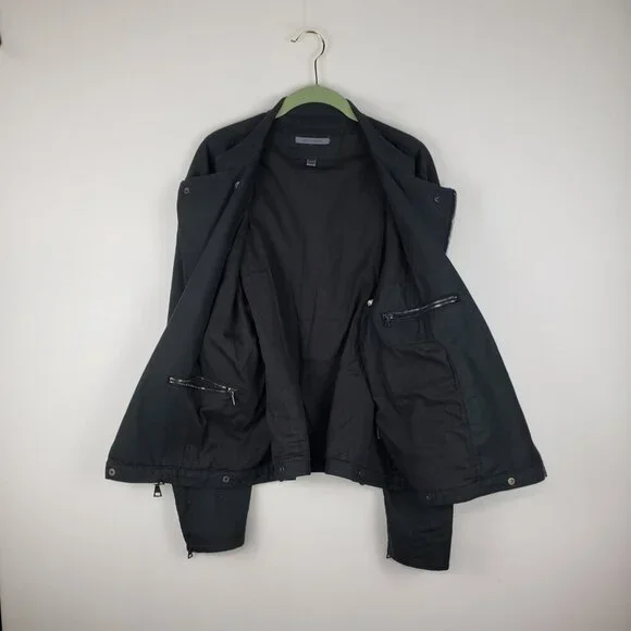 John Varvatos Collection Asymmetrical Moto Jacket Black Linen Cotton Size 54/L - Picture 10 of 11